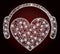 Constellation Hatched Mesh Love Heart Headphones with Glare Spots