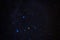 constellation of Orion on background of blue starry sky. Astrophotography of stars, galaxies and nebulae at night