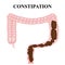 Constipation. Feces in colon. Infographics. Vector illustration on isolated background.