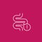 Constipation icon with bowel, linear vector