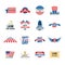 Constitution Day USA logo icons set, flat style