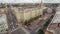 Constitution Square with historical buildings aerial timelapse in Kharkiv, Ukraine.