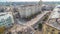 Constitution Square with historical buildings aerial timelapse in Kharkiv, Ukraine.