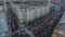 Constitution Square with historical buildings aerial timelapse in Kharkiv, Ukraine.