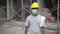 constraction worker wearing face mask on site preventing virus spread