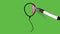 Construct balloon in pink colour combination with black outline on abstract green background