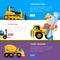 Construct machines web banners. heavy machinery vehicles