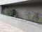 An Constructed concrete block work planter box with Beautiful plants and flowers near staircase entrance and stairs with Stainless