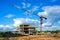 construction of an administrative building in a monolithic way using a tower crane