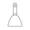 Construction black and white icon of a metal trowel, trowel with a wooden handle designed for applying mortar, plaster, cement