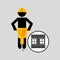 Construction brick worker jackhammer graphic