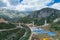 Construction of bridge columns of a new highway through the Moraca canyon in Montenegro