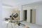 Construction building industry new home construction interior with circular saw finish details