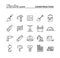 Construction, building, project, tools and more, thin line icons