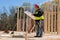 Construction of a built home is inspected on the construction site using a construction plan