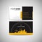 Construction business card. Functional design with ruler and protractor. Vector.