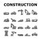 construction car vehicle tractor icons set vector