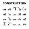 construction car vehicle tractor icons set vector