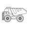 Construction cargo truck vehicle isolated sideview in black and white