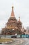 Construction of the Church of All Saints at Filevskaya floodplain. Moscow.