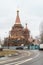 Construction of the Church of All Saints at Filevskaya floodplain. Moscow.