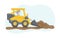 Construction Concept. Construction Truck With Driver. Bulldozer Rakes Sand Or Ground. Construction Machinery Operator