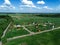 Construction of a cottage village in the Leningrad region, Russia, photo from the height