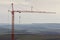 Construction crane on the background of the panorama