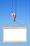 Construction crane hook lifting blank billboard