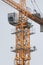 Construction crane - metal structure and cabin, vertical