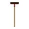 Construction crane-yellow icon of a long mop, brushes with a wooden handle designed for cleaning, washing floors. Construction