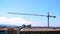Construction cranes in the city of GijÃ³n, Asturias. Spain.