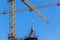 Construction Cranes Concrete Pouring Closeup