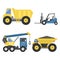 Construction delivery truck transportation vehicle mover road machine equipment vector.