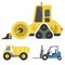 Construction delivery truck transportation vehicle mover road machine equipment vector.