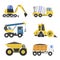 Construction delivery truck transportation vehicle mover road machine equipment vector.