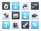 construction and do it yourself icons over color background