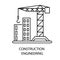 Construction engineering isolated outline icon, house building