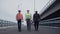Construction engineers walking on highway ramp