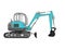 Construction equipment excavator with hydraulic mekhlopaty on crawler with buckets side view 3d render on white background no