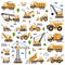 Construction Equipment and Heavy Machines for Industrial Work Vector Set