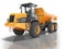 Construction equipment orange dump trucks with articulated frame isolated 3d render on white background with shadow