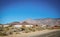 Construction equipment parked in a desert landscape