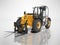 Construction equipment telescopic excavator yellow 3d render on gray background without shadow
