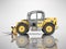 Construction equipment telescopic excavator yellow side view 3d render on gray background with shadow