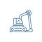 Construction excavator line icon concept. Construction excavator flat  vector symbol, sign, outline illustration.