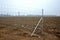 Construction of forestry fencing from economic mesh and galvanized metal pipe posts. protects planting sites from biting roe deer,