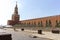 Construction frame near Spasskaya Tower on Red Square in Moscow