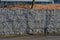 construction of a gabion retaining wall, as part of the house fencing.