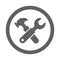 Construction, hammer, gray wrench icon